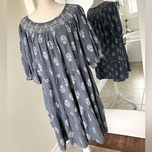 Chambray Blue flower and leaf print dress, Old Navy size XXL - NWT